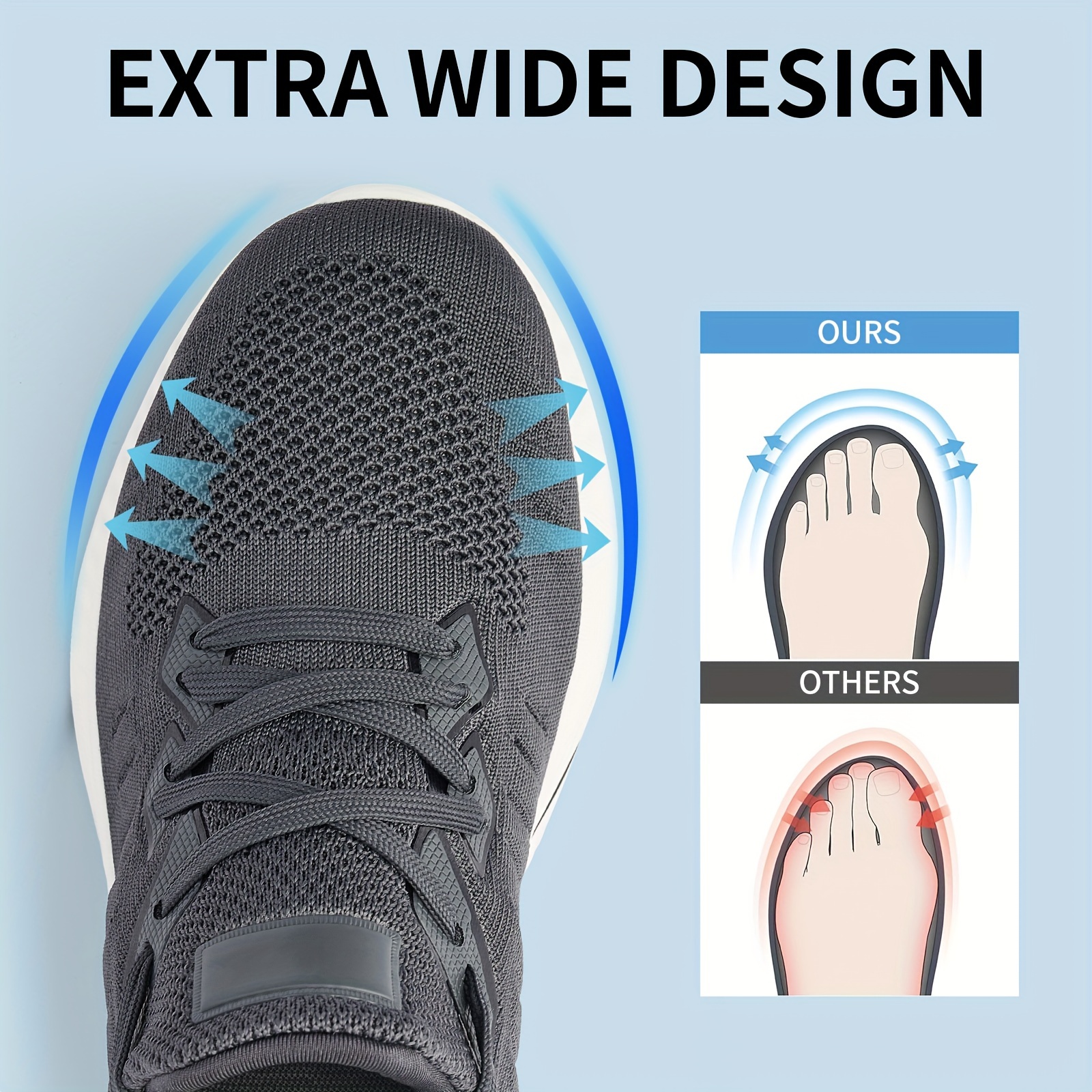 Slow Man Men Walking Sneakers Slip Lightweight Breathable Workout Athletic Gym Casual Sneakers Wide Width details 5